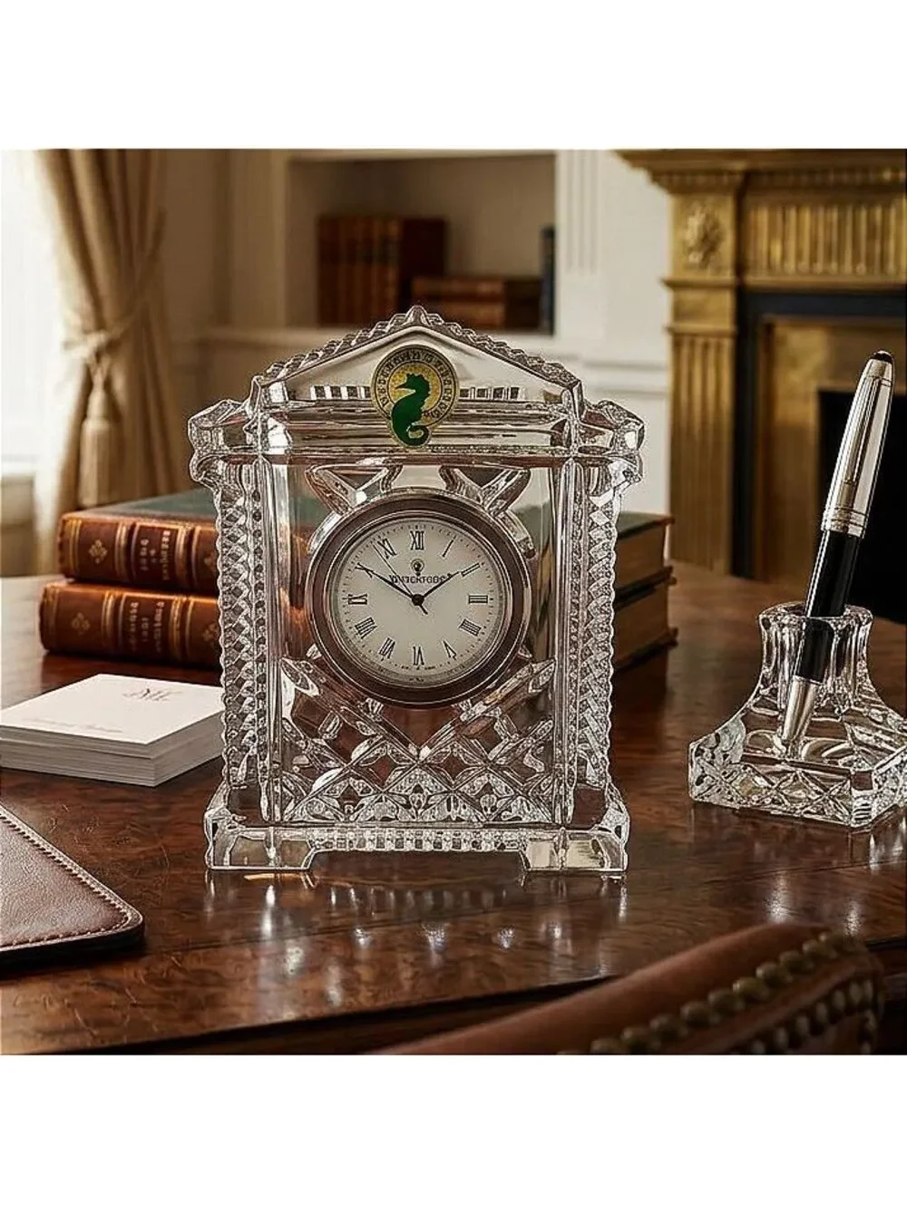 Vintage Waterford Grecian Crystal Clock Roman Numerals With Original Box 4.5